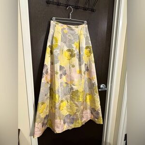 NWOT Eliza J Floral Yellow and Gray Ballgown Skirt Size 8
